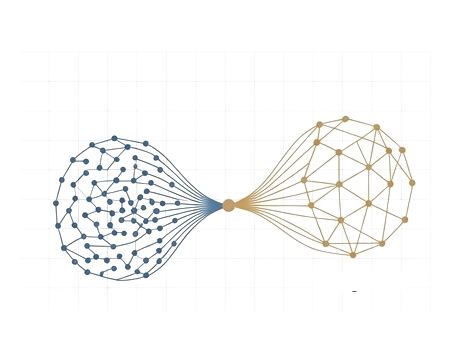Network convergence diagram — fragmented inputs converging to a single integrated operational node